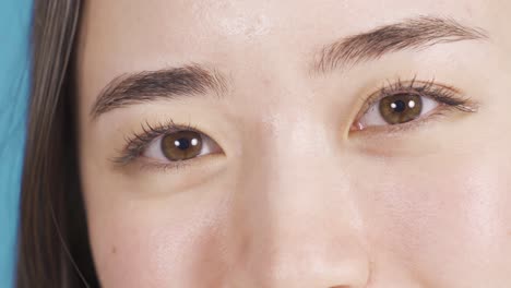 Close-up-Asian-woman's-eyes.-Slant-eyes.